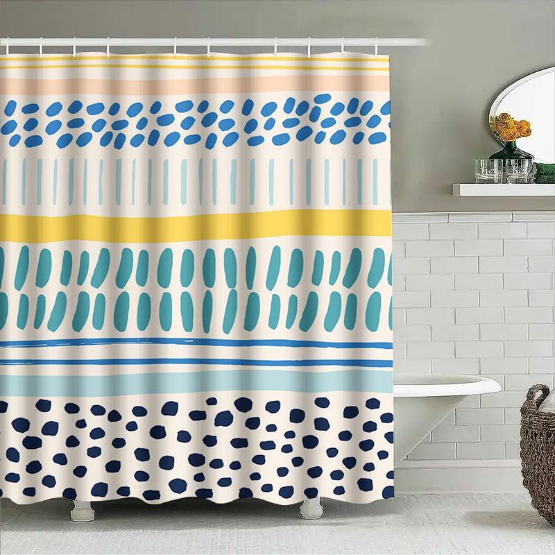 Modern Crystal Shower Curtain, Diamond Pattern Bath Decoration, White Waterfall Style Fabric Curtains for Bathroom Showers Size