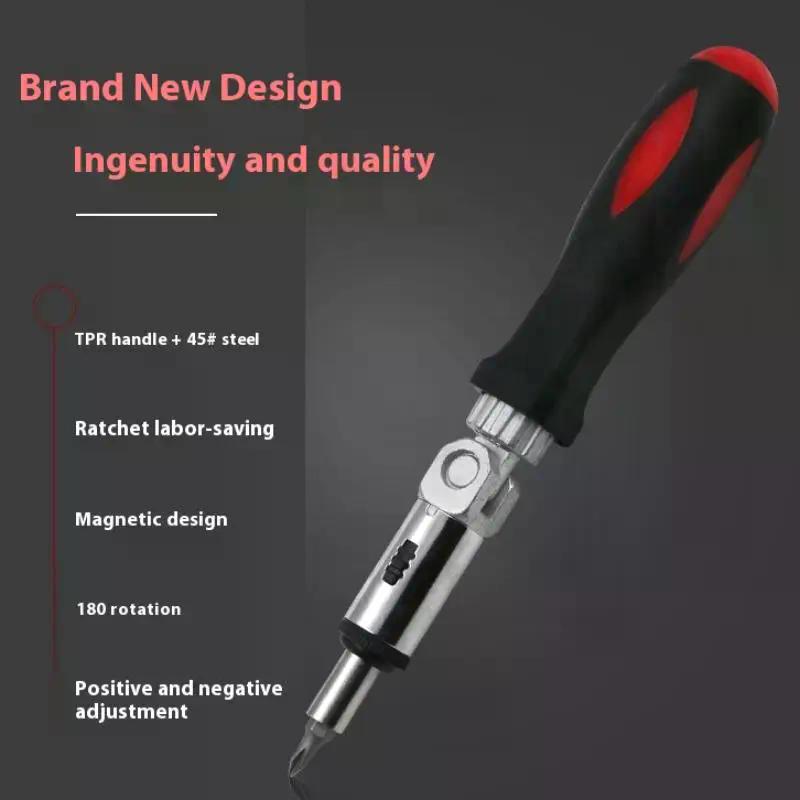 Multifunktions-Magnetischer Bithalter-Ratsche-Schraubendreher Winkelverstellbar 0-180 Grad Kann Nach Links und Rechts Gedreht Werden 1/4 Zoll Sechskant-Schnittstelle