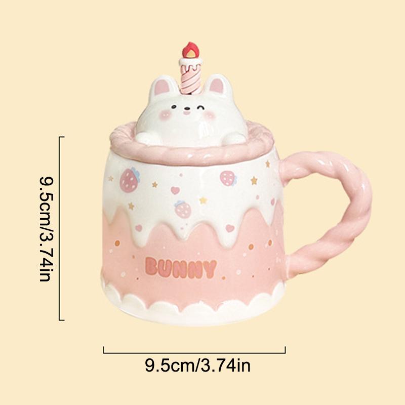 Cartoon Ceramic Mug With Lid Cake Milk Mugs Coffee Cups Tea Water Cup Birthday Christmas Gifts For Friends Drinkware