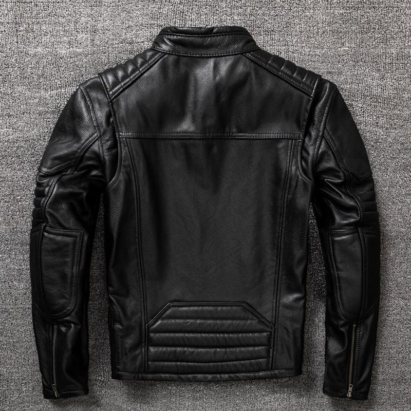 Men's Trendy Slim Leather Jacket Cycling JacketPure Top Layer Cowhide Leather Genuine Leather Jacket Men's Trendy Slim Leather Jacket Cycling Jacket