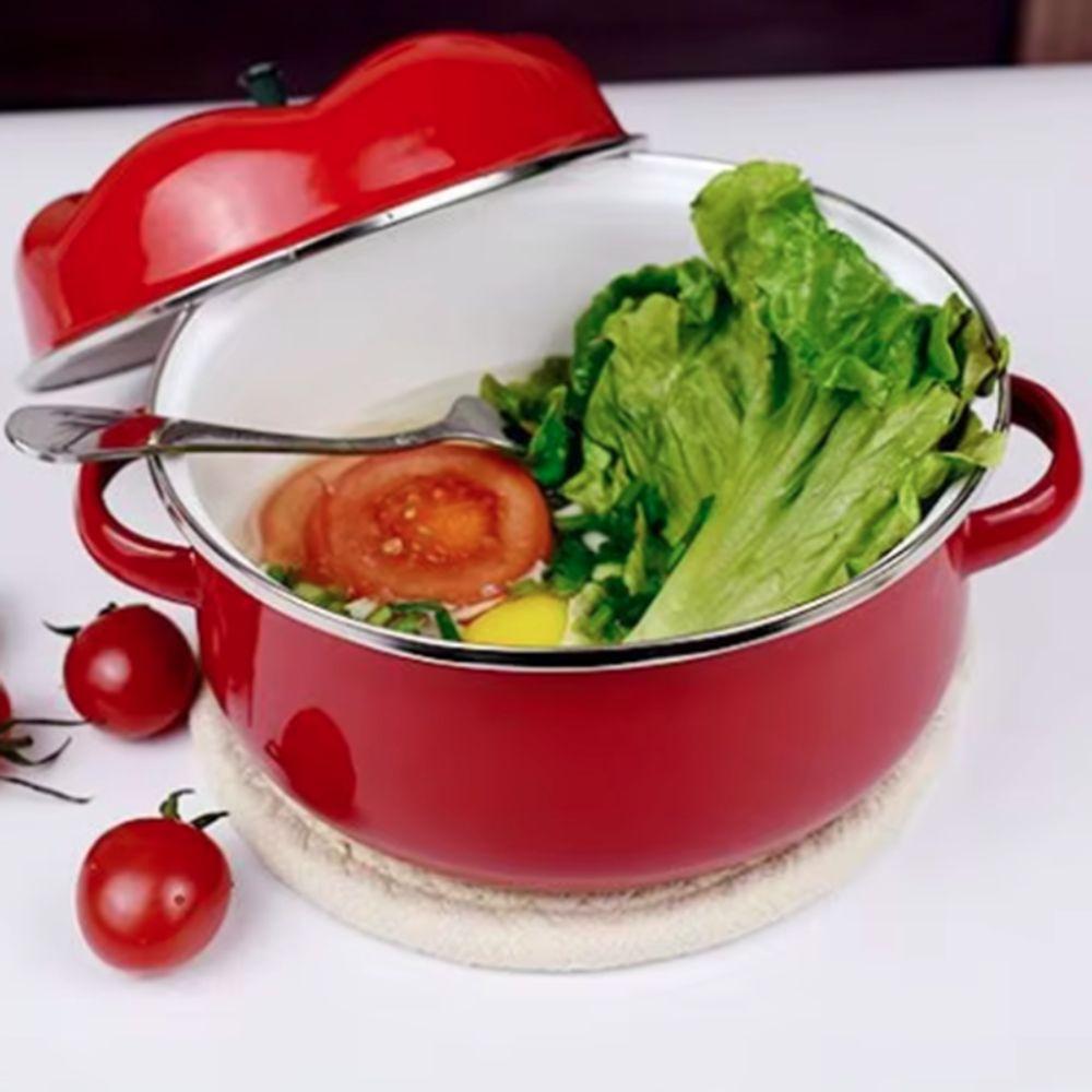 1.6/2L Tomato Enamel Pot Binaural Handle Soup Pot Cookware Saucepan Milk