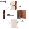 Dames RFID Anti-magnetische Lange Portemonnee: Retro Drievoudige Clutch met Meerdere Kaarthouders
