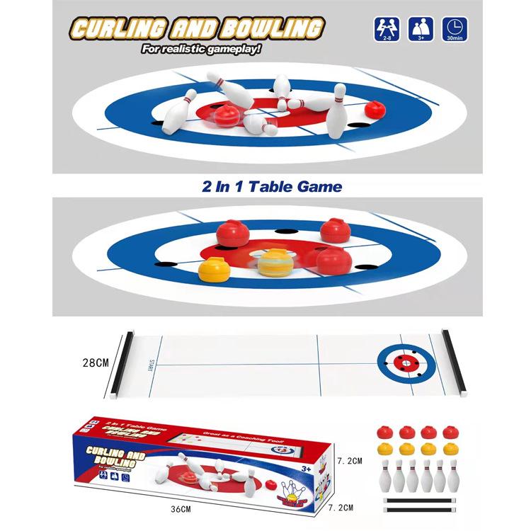 Ice Curling & Bowling 2-in-1 Mini Tabletop Game Set