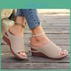 Womens Heel New Wedge 2024 Thick Bottom Slippers Large Solid Fish Mouth Wedge Heel Elevated Casual Slippers