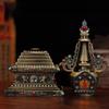 7 Inch Vantage Carved Tibetan Buddhism Stupa Instrument Decor Ornament for Room