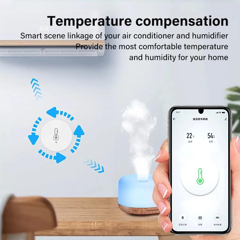 Round ZigBee Temperature Humidity Sensor Smart Hygrometer Thermometer Smart Life APP&Voice Control Work With Alexa Google Home