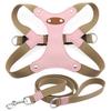 New Soft Leather Dog Vest Harness and Leash Set for Small Medium Dogs - Comfortable Escape-Proof Pet Harness Vest