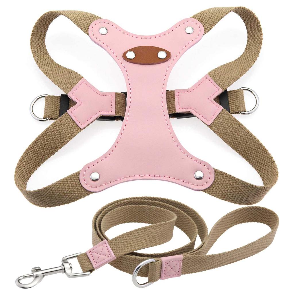 New Soft Leather Dog Vest Harness and Leash Set for Small Medium Dogs - Comfortable Escape-Proof Pet Harness Vest