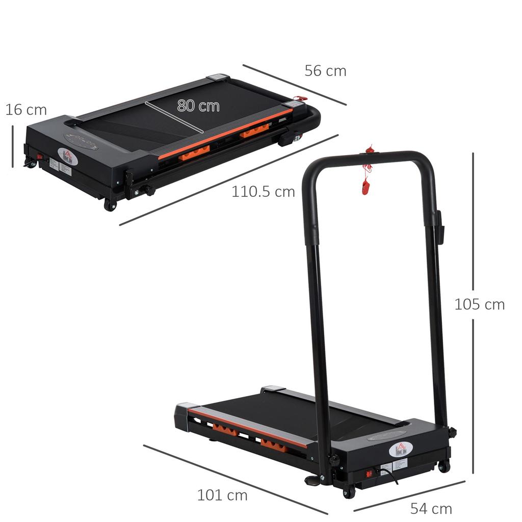 HOMCOM Foldable Electric Walking Treadmill with Remote Control, LCD Display, Speed 1-6 Km/h