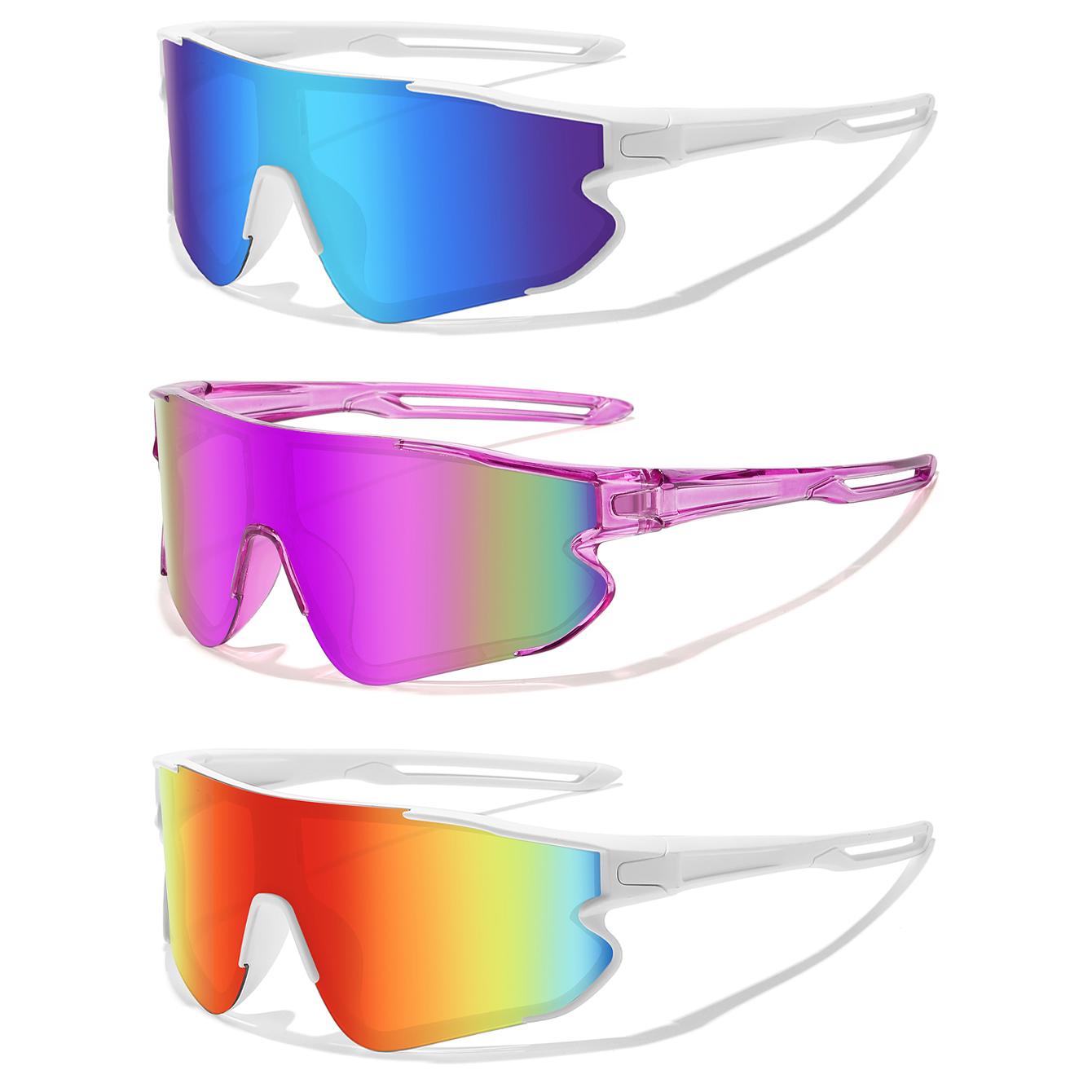 

3 Pairs Brand Fishing Sunglasses Men Women Outdoor Sports MTB Bike Cycling Running Hiking Big Lens Goggles with UV Protection