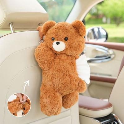 Cartoon Car Tissue Box Universal Napkin Organizer Dispenser Plush Bear Tissue Holder  Road Trip