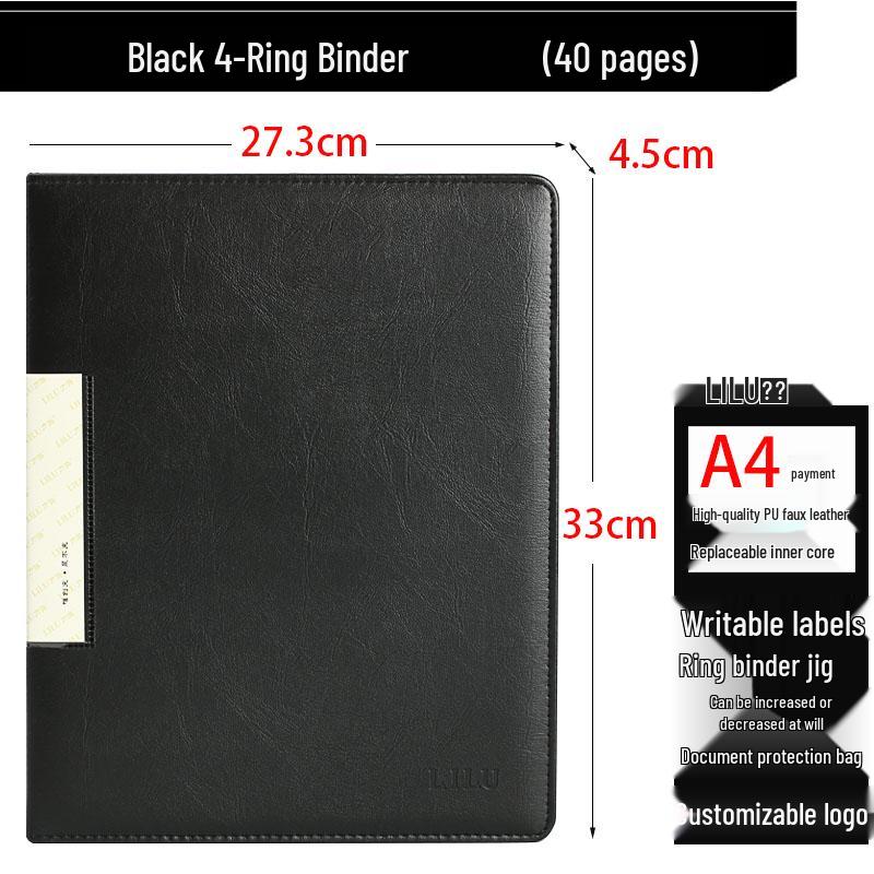 Transparent A4 Ring Binder: Black, Punchable, Photo Album, Contract Archive Folder