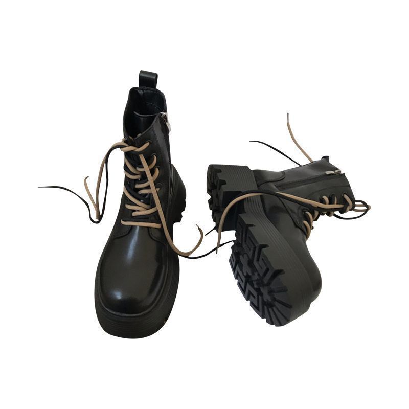 Thick-soled Martin Boots Women's Tide Ins Cool 2025 New Versatile Autumn and Winter Velvet British Style Muffin Height-increasing Short Boots