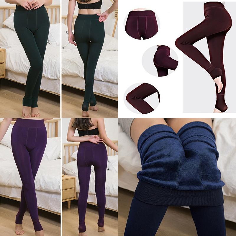Women Winter Thick Warm Fleece Lined Thermal Stretchy Skinny Leggings Pants For Cozy Cold Days