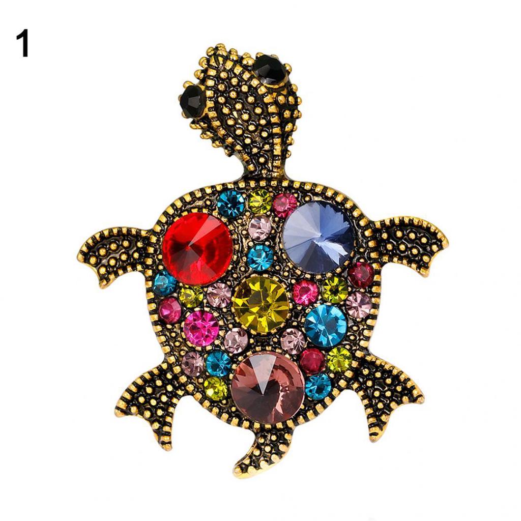 Multi-Color Rhinestone Tortoise Bouquet Party Brooch Pin Dress Scarf Accessory KTJ