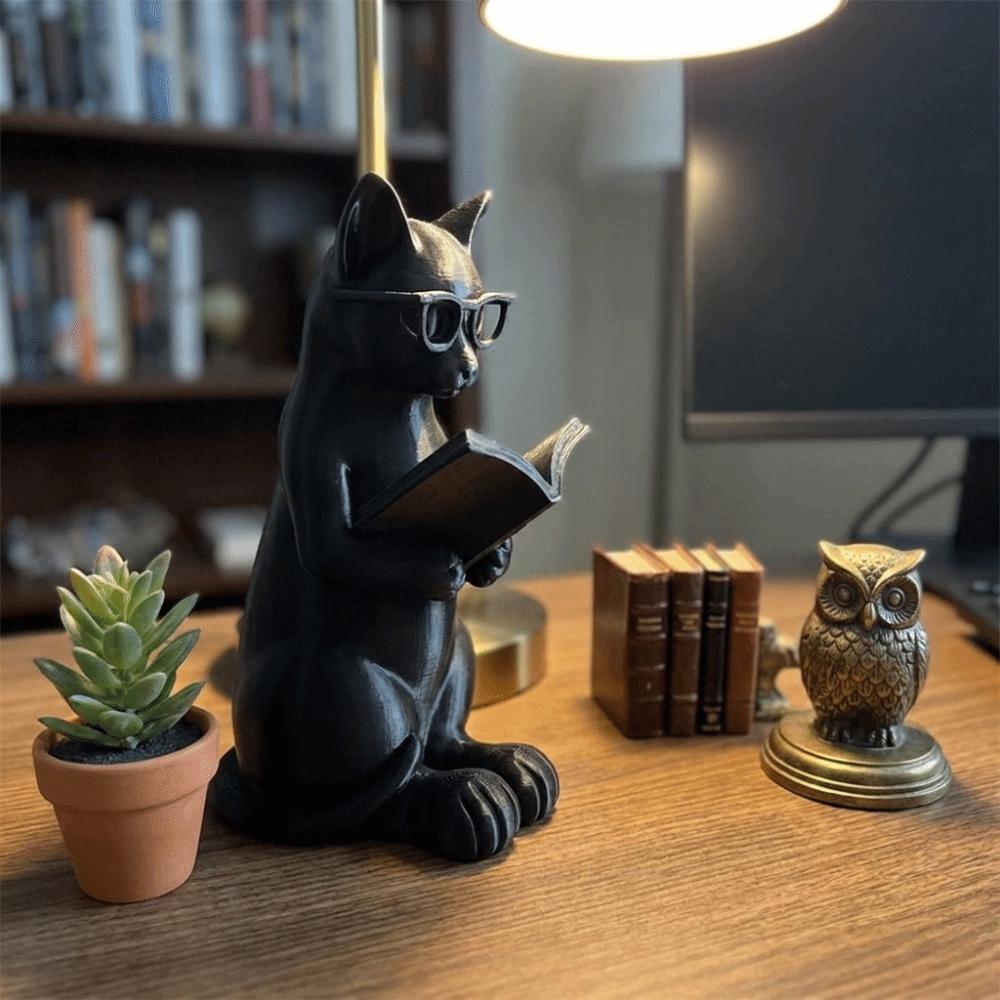 Artistic Cat Sculpture Plastic Glasses Cat Statue Cute Desktop Statue Desktop Decor