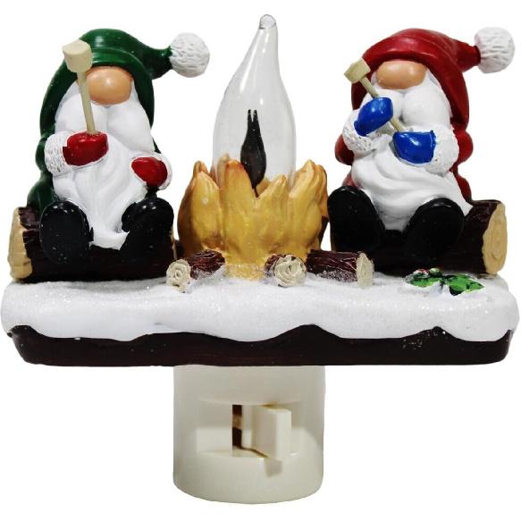 2024 Santa Campfire Flickering Nightlight: 3D Stereo Christmas Eve Lights flameless Candles with fire Marshmallows Designed for Festive ambience