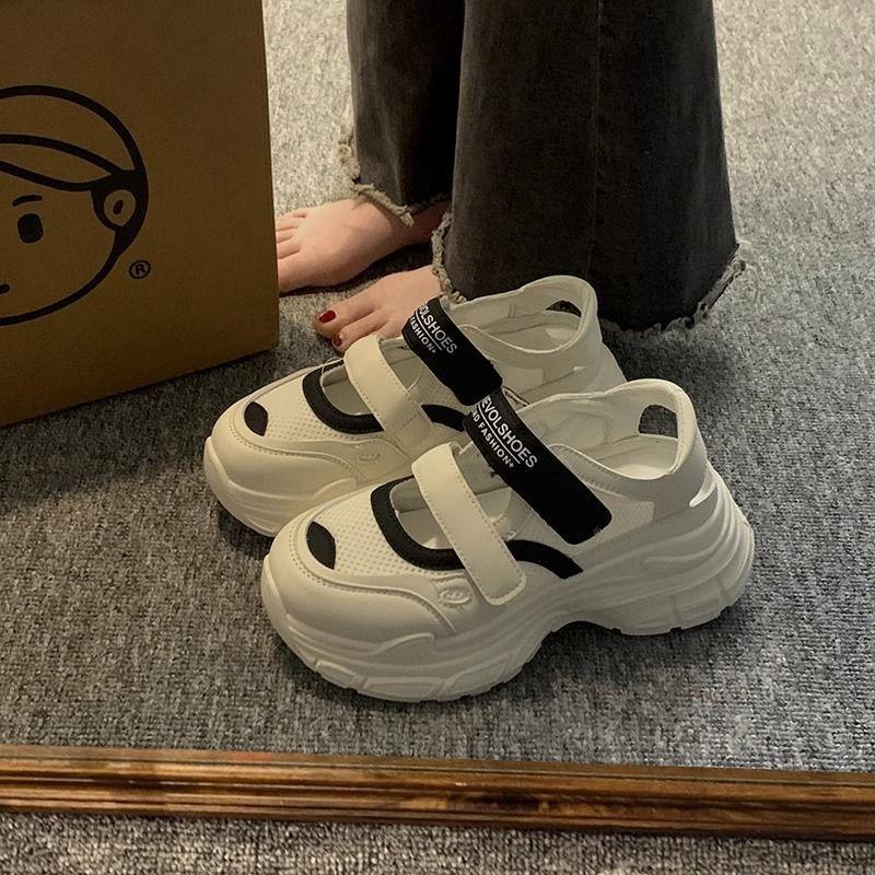 

Summer women s new mesh breathable Velcro bag head thick sole heightening outdoor sports sandals 35 білий