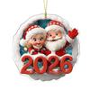 Christmas Santa Ornament 2026 Round 2D Acrylic Santa Claus Christmas Tree Ornament for Holiday New Year Home Decor