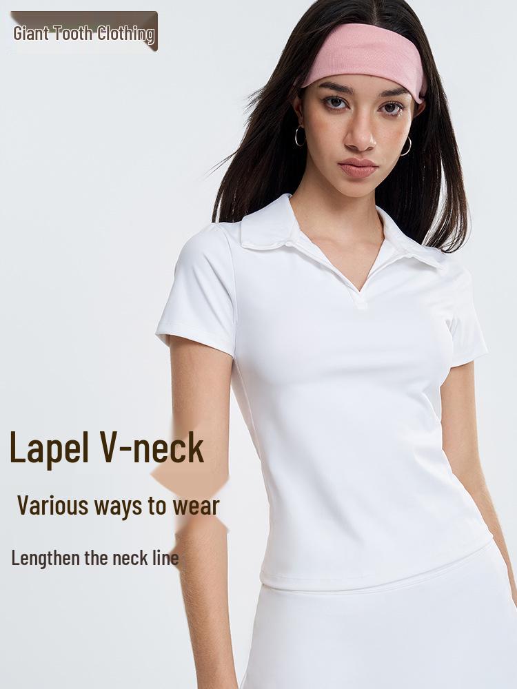 Women's Breathable Sports Polo Shirt and Shorts Set - Quick-Dry, Lightweight, Short Sleeve, for Tennis, Fitness, Yoga, or Outdoor Activities