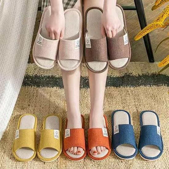 Unisex Cotton Linen Indoor Slippers - Non-Slip, All-Season Comfort for Couples
