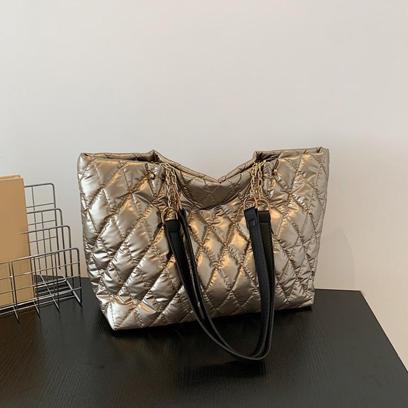 Damen-Tragetasche mit Rautensteppung, große Kapazität, Tragegriff oben, vielseitige, weiche Umhängetasche, lässige, trendige Einkaufstasche für Damen