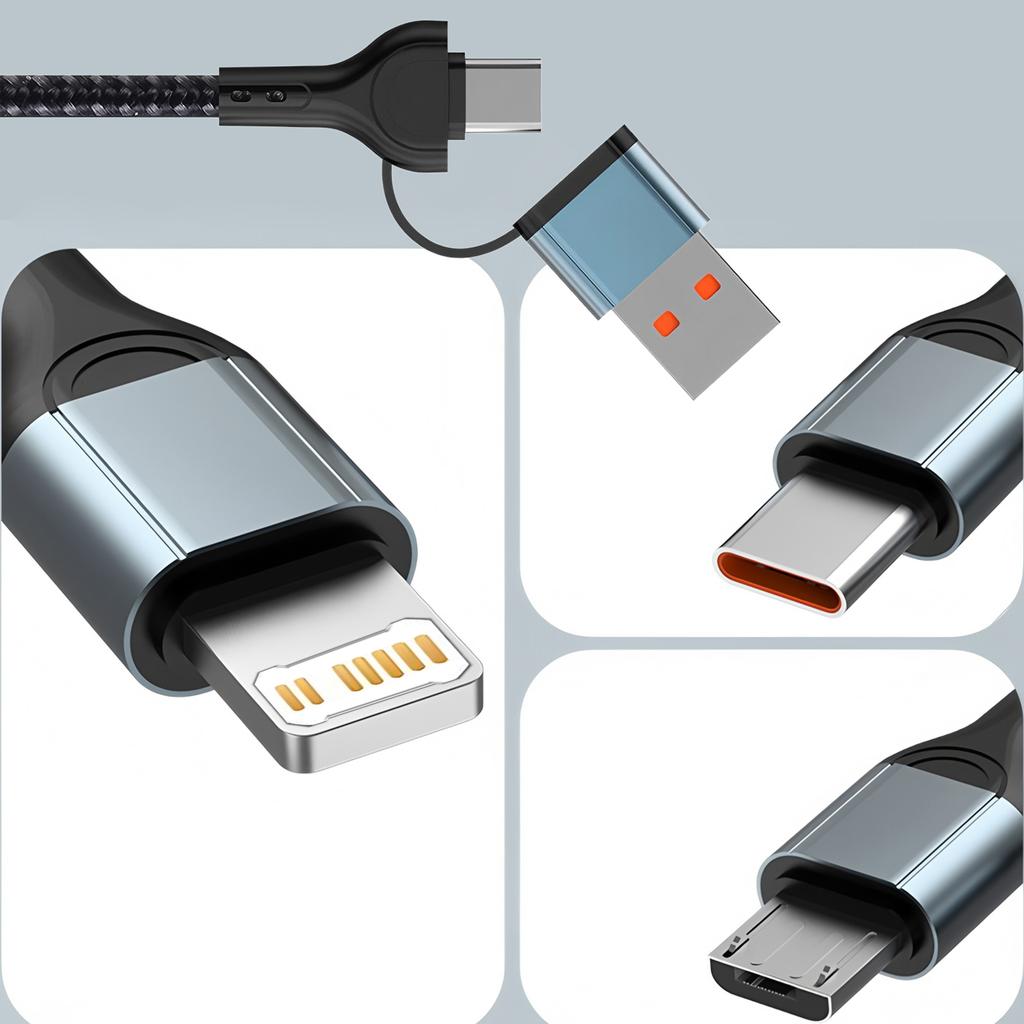 3 In 2 240W Fast Charge Cable Micro USB TypeC Mobile Phone Data Cable For iPhone Huawei Xiaomi Redmi Samsung Charging Cable