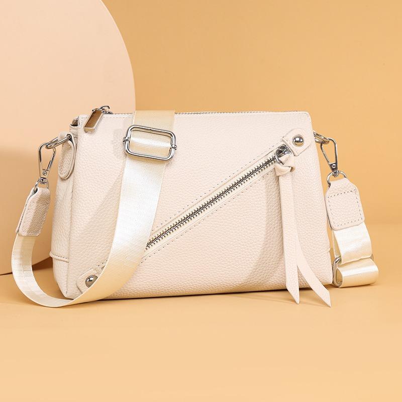 Litschi-Muster Rindsleder Tasche Damen neue einfache Umhängetasche vielseitige einzelne Schulter trendige weiche Leder tragbare kleine quadratische Tasche