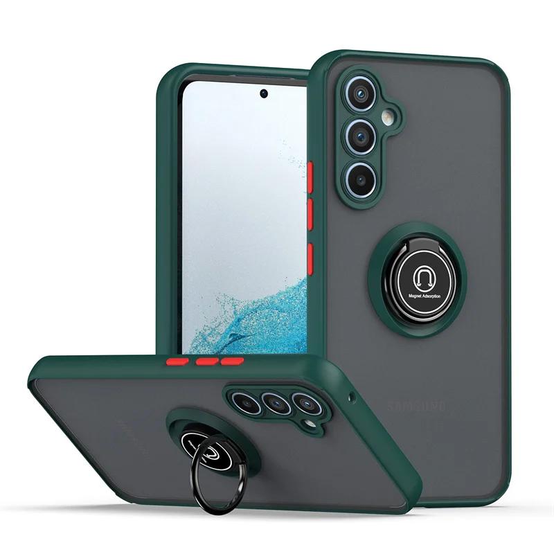 Shockproof Matte PC Armor Case For Samsung Galaxy A06 A16 A26 A36 A56 A15 A25 A35 A55 A54 A53 A52 5G Magnetic Ring Holder Cover