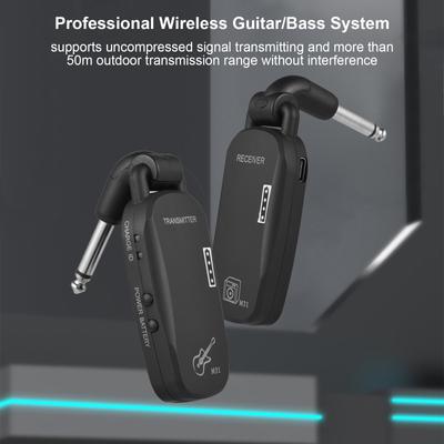 2.4G Wireless System Professional Wireless Guitar Bass Transmitter Receiver System Rechargeable Portable Audio TX & RX