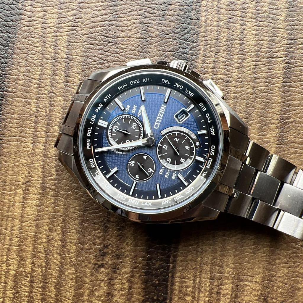 Used CITIZEN ATESSA Eco-Drive Radio Controlled Solar Powered Watch AT8040-57L for Men, Working Condition