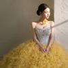 New Yellow Tube Top Fluffy Cake Skirt Lawn Trailing High-end Wedding Photo Dress