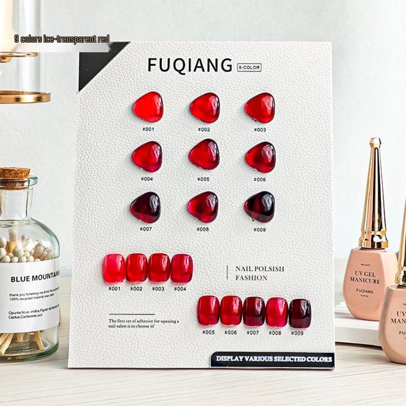 

Набор гель-лаков для ногтей 9 цветов, полупрозрачный, цвет вишневого вина