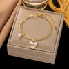 Stainless Steel Pearl Love Heart Bracelet For Women Girls Gold Color Vintage Wrist Chains Rustproof Birthday Party  Gifts