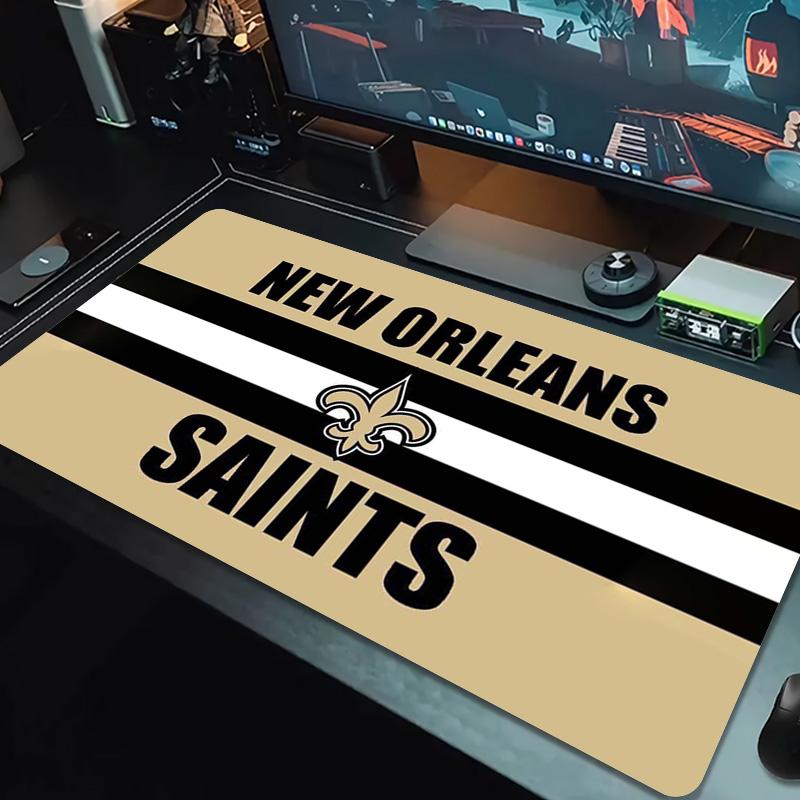 New Orleans Saints Farb-Mauspad Großes Gaming-Tischkissen Rutschfestes Laptop-Tablet Großes Mauspads XXL Matte Mini-PC Spielmatte Mit Verriegeltem Rand