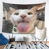 Funny Cat Selfie Tapestry - Cute Tongue Out Cat Wall Hanging For Bedroom, Dorm, Living Room Decor, Aesthetic Room Decor, Funny G