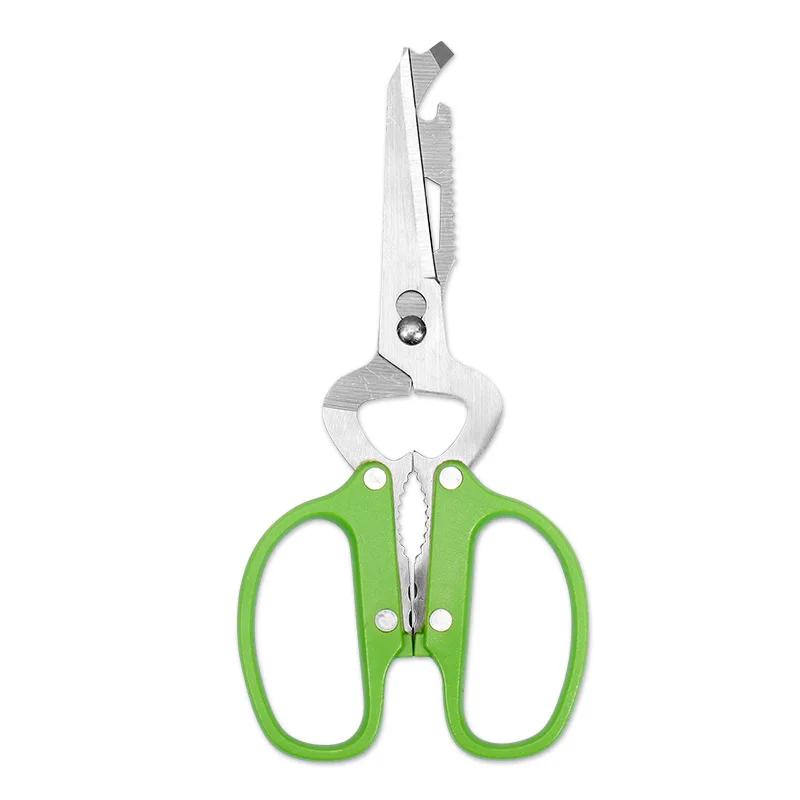 

10 in 1 Removable Stainless Steel Blade Shears Straw Handle Multi Functional Kitchen Scissors Household Hand Tools зелёный