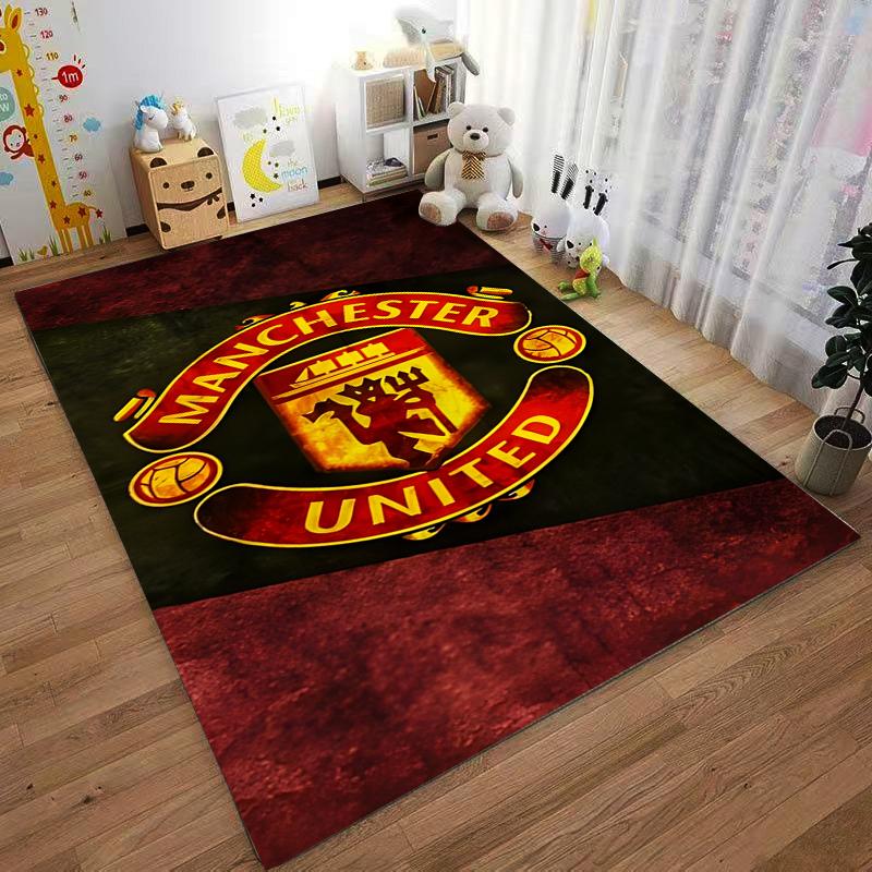 "Manchester United Logo Teppich, Roter und Schwarzer Sportfan Dekor Teppich" Geeignet für den Einsatz als Anti-Rutsch-Matte für Wohnzimmer Schlafzimmer Sofas