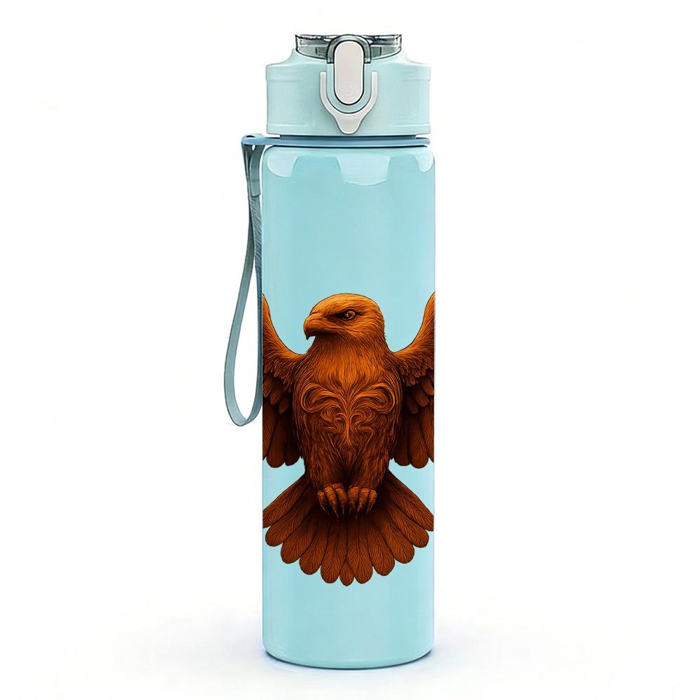 1PC Flying Eagle Wild Bird Portrait Print 750ml Color Plastic Sports Water Bottle Leakproof Flip Straw Lid Suitable for Sports Office Home Use