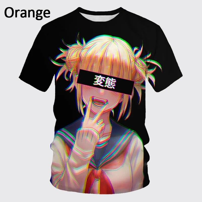 Nowa koszulka Himiko Toga 3D w stylu casual, letnia męska koszulka z krótkim rękawem japońskie anime moda unisex koszulka hiphopowa