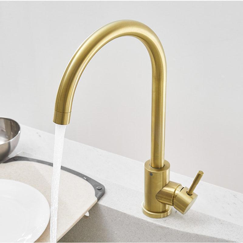 Brushed Gold 304 Stainless Steel Kitchen Sink Faucet Black/Nickel Single Hole Kitchen Hot And Cold Mixed Water Sink Faucet