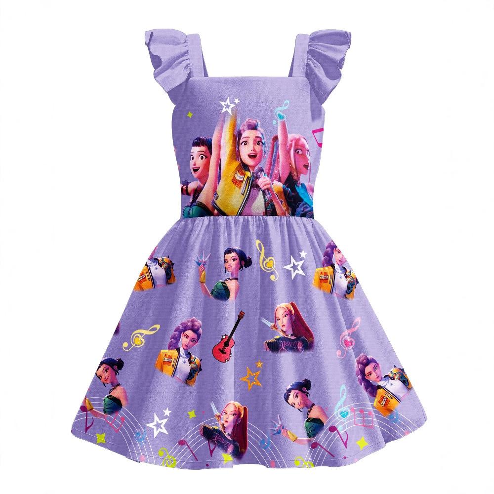 Girls Summer Dress Demon Hunter Pop Princess Kids Dress