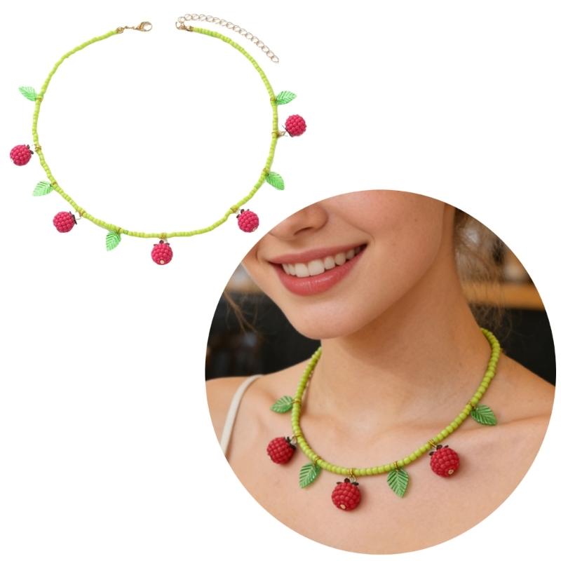 Fruit Shaped Pendant Beaded Necklace Crafted From Acrylic Materials Ideal For Casual And Formal Wear