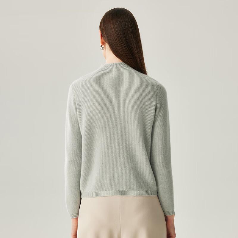 Zhaojun Women's Faux Placket Mock Neck Cashmere Pullover