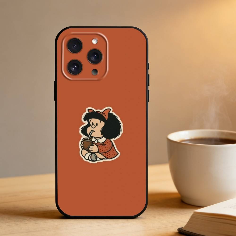 

M-Mafalda World Peace Phone Case For iPhone 17 16 15 14 13 12 Max Plus Silicone Black Cover iPhone15