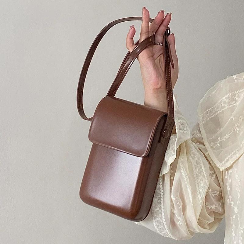 Flap Crossbody Bags Women Mini PU Leather Shoulder Purses and Handbags for Girls Ladies Phone Simple Solid Designer Bag