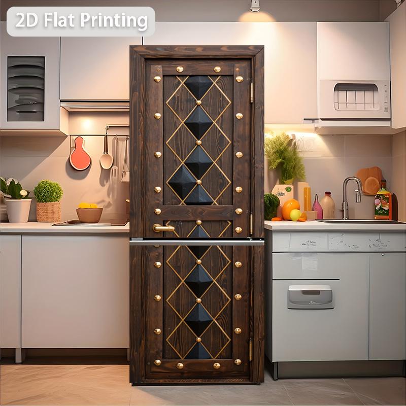 84Style Fridge Stickers Refrigerator Cover Door Landscape Plant Sea Vinyl Self Adhesive Kitchen Furniture Decor Wrap Freezer Sticker DIY