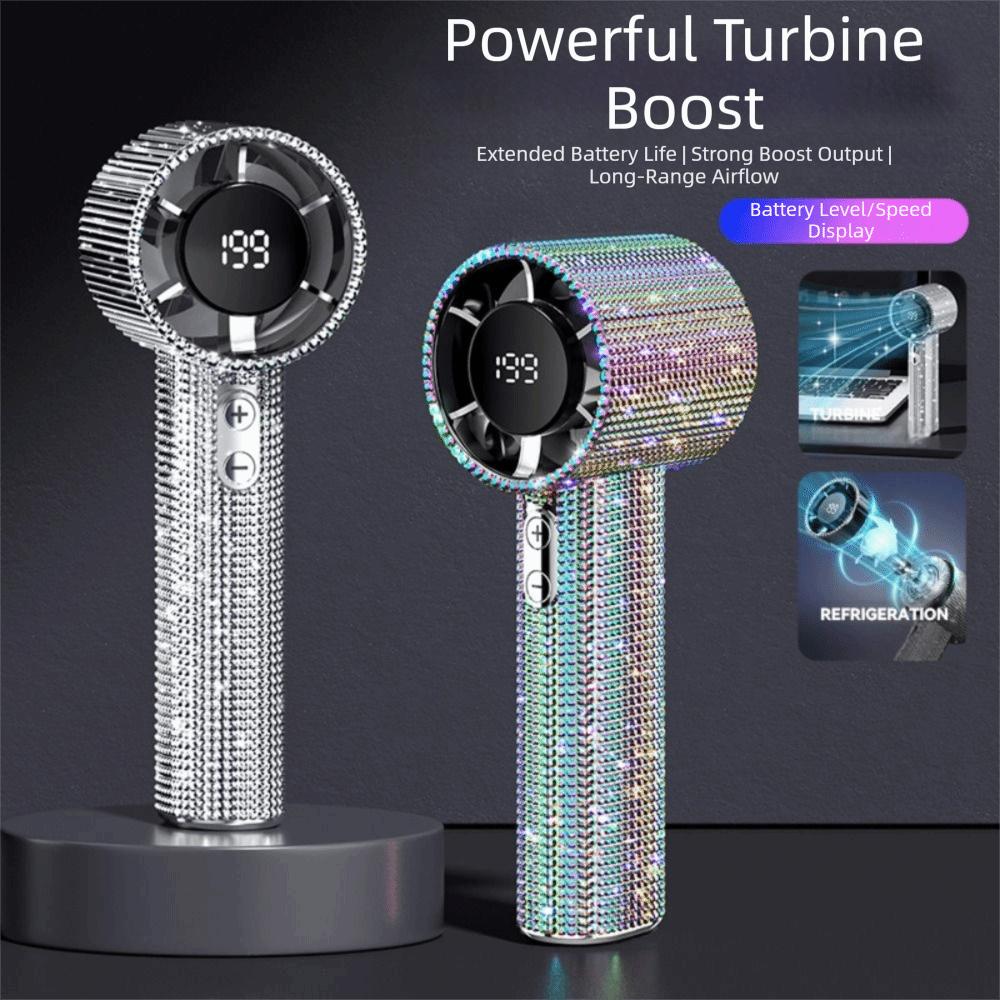 LED Powered Mini Portable Fan Small Size USB Rechargeable Mini Fan  Display Use