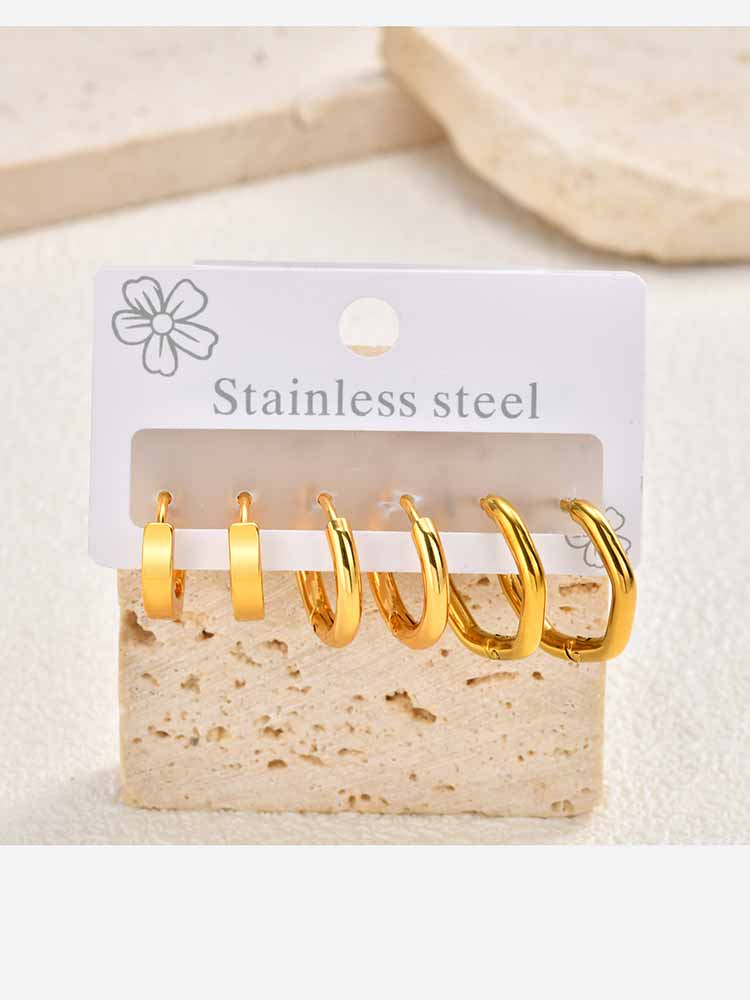 Set Hoops, Stainless Steel Hoop Earrings for Women, Geometric Round Square Huggies Hoops Earrings Cartilage Punk Jewelry