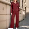 Damen 2-teiliges Freizeit-Outfit-Set mit durchgehendem Reißverschluss, Kragen und langen Ärmeln sowie Hose mit weitem Bein